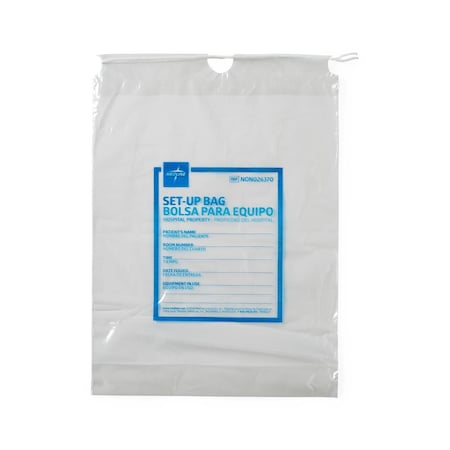 Medline Respiratory Patient Setup Bag, Drawstring, Clear, Printed, 12in x 16in, 500PK NON026370