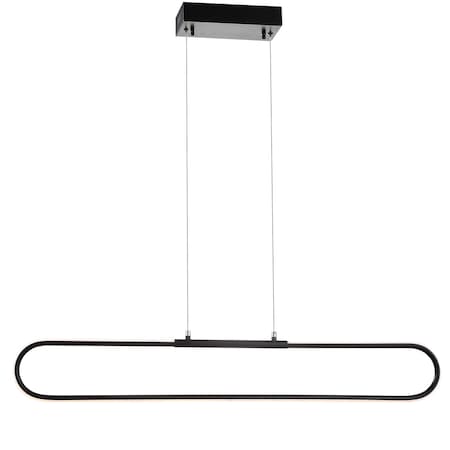 Jonathan Y Ned 39" Dimmable Adjustable Integrated LED Metal Linear Pendant, Black JYL7021B