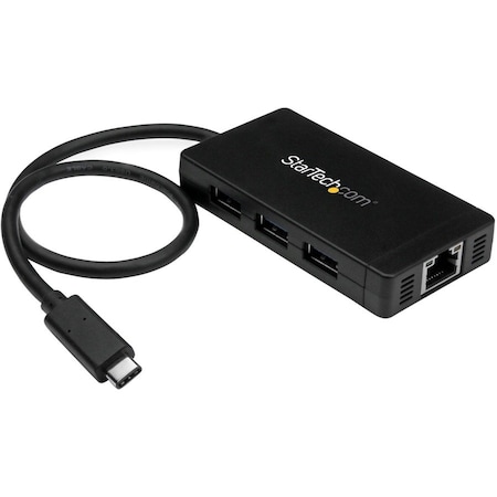 Startech.Com Hub USB C 3 Port GbE C to A, Power Adapt HB30C3A1GE
