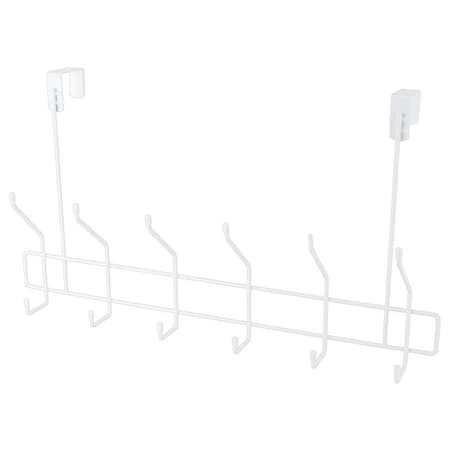 Simple Spaces Door Garment Hook, 6 lb, 6-Hook, Steel, Powder Coated, Hanging Mounting SS-HG6-50-PE-3L