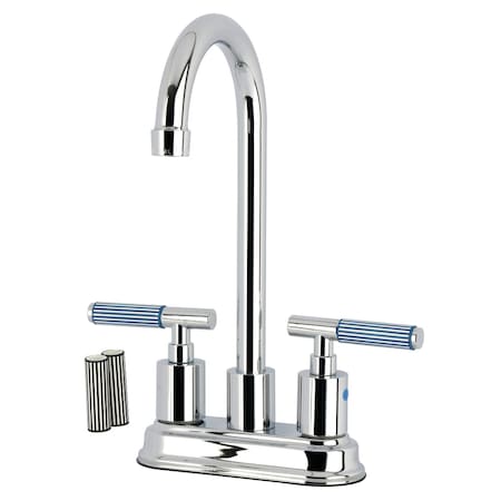 Kingston Brass Double-Handle 4" Centerset Bar Faucet, Polished Chrome KB8491KPS
