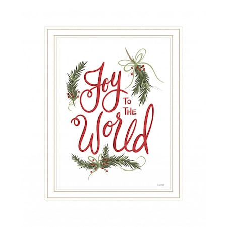 Homeroots Joy to the World 1 White Framed Print Wall Art 416149