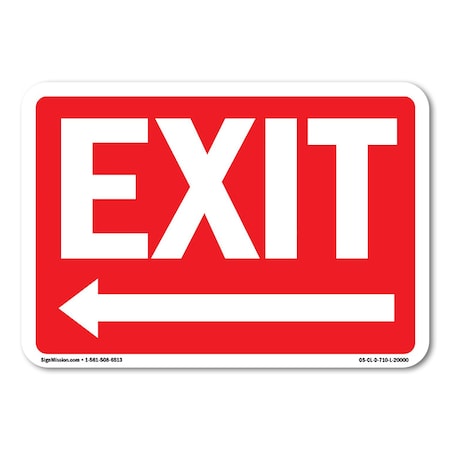 Signmission OSHA Exit, 24" Height, Aluminum, 18" x 24", Landscape, OSHA Exit Sign with Left Arrow OS-CL-A-1824-L-20000
