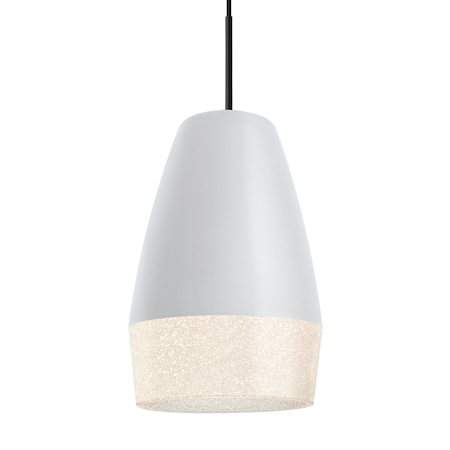 Besa Lighting Besa Abu 12 Pendant, White/Glitter, Black Finish, 1x 9W LED 1JT-ABU12WH-LED-BK