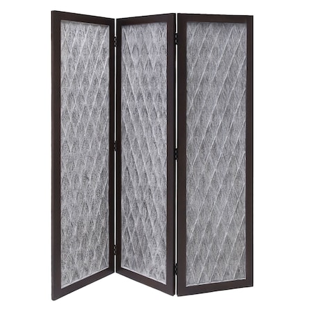 Homeroots 70" Brown Folding Three Panel Screen Room Divider 342749