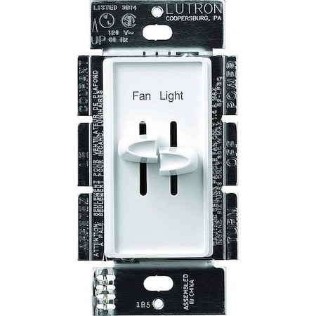 Lutron Fan/Light Control Dual Slide, 120V, 1 Pole S2-LFSQ-WH