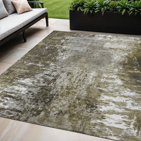 Homeroots 5' X 8' Taupe Brown And Gray Abstract Washable Indoor Outdoor Area Rug 582933