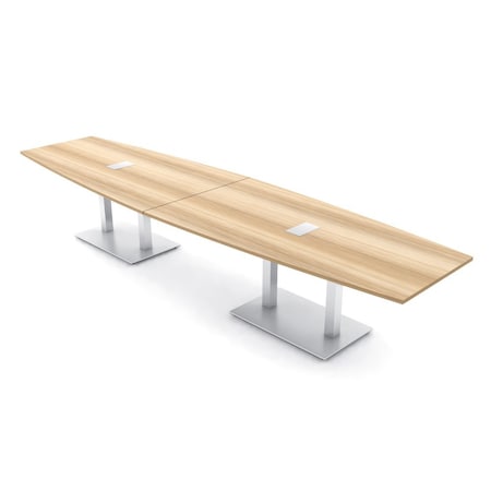 Skutchi Designs Boat Conference Table With Power Unit, 48 in W, 168 in L, Brown HAR-BOT-48x168-DOU-K525-ESIL