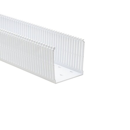 Hellerman Tyton High-Density Slotted Wall Wiring Duct, 4 x 4", 6 ft Sections, Non-Adhesive, PVC, White, 60ft/ctn, 60PK 184-44004