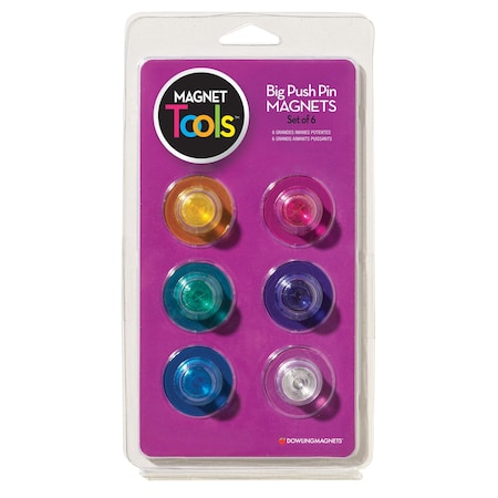 Dowling Magnets Magnet Tools Big Push Pin Magnets, 6PK 735021