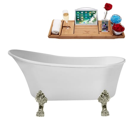 Streamline 59.1 in L, 27.6 in W, Glossy White, Acrylic, Reversible N347BNK-IN-BNK