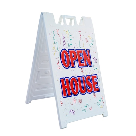 Signmission Open House, A-Frame & 2 Decals Installed, Heavy-Duty Plastic Frame SBHD-D-2436-Open House