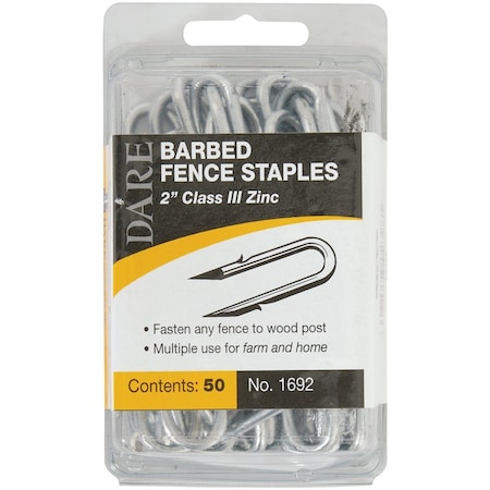 Dare Products 2'' x 9 Ga. Galvanized Barbed Staple, 50-Count 1692-N