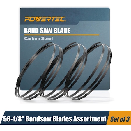 Powertec 56-1/8" Band Saw Blades, for Delta 28-180, 28-185, Pro-Tech & Ohio Forge 3-Wheel 10" Bandsaw 13626