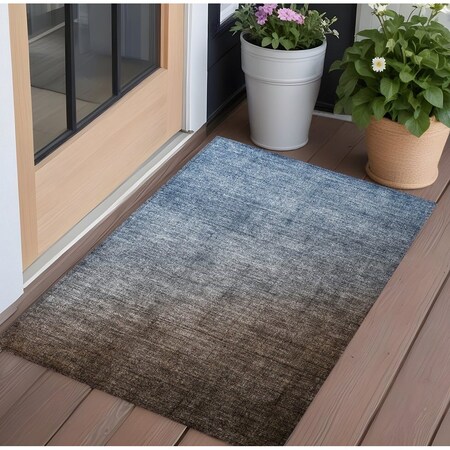 Homeroots 2' X 3' Blue and Green Ombre Washable Non Skid Indoor Outdoor Area Rug 563691