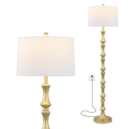 Jonathan Y Jaxon 62.5" Traditional Glam Metal LED Floor Lamp, Gold Painting JYL4031A