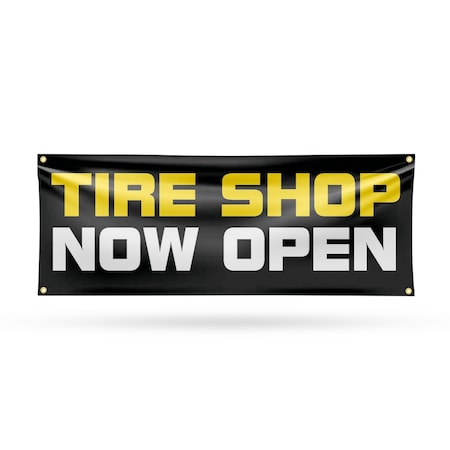 Signmission Tire Shop Now Open, 18 Inch x 48 Inch, Vinyl Banner B-30892