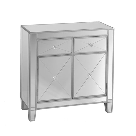Homeroots Glamorous Mirrored Bling Two Door Storage Accent Cabinet 401709
