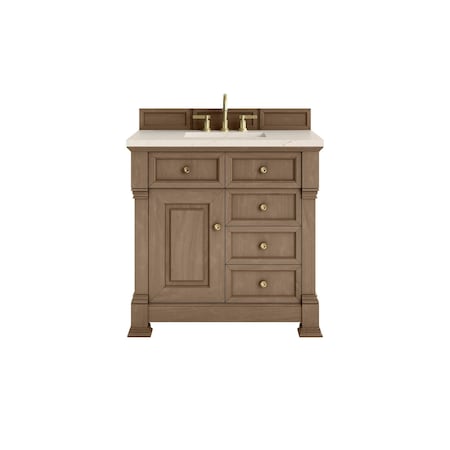 James Martin Vanities Brookfield 36 in. Single Vanity, Pecan w/ 3 CM Eternal Marfil Silestone Top 547-V36-PCN-3EMR
