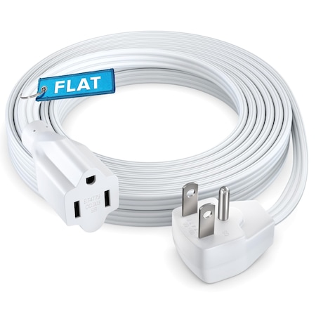 Maximm 12ft 14AWG Heavy Duty Flat Wire 3-Prong Extension Cord, UL, White ADW-90-31F12-14W0