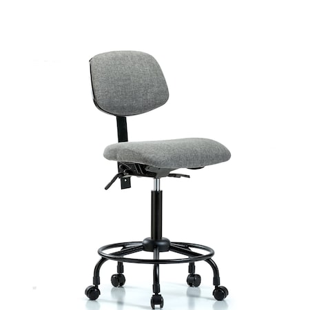 Blue Ridge Ergonomics Chair, Fabric, Med Bench, RT Casters, Gry, No Arms, 22" to 29" Height, Gray BR-FMBCH-RT-T0-A0-RC-F44