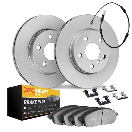 Dynamic Friction Co DFC Hi-Carbon Rotor - Heavy Duty Brake Pad includes Hardware and Sensor 9222-63002