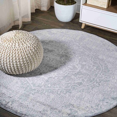 Jonathan Y Modern Persian Vintage Medallion Gray/Ivory 6 ft Round Area Rug MDP105B-6R