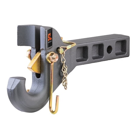 Curt SecureLatch Receiver-Mount Pintle Hook, 2 in H, 14,000 lb Working Load, Carbon Steel, Powder-Coated 48405