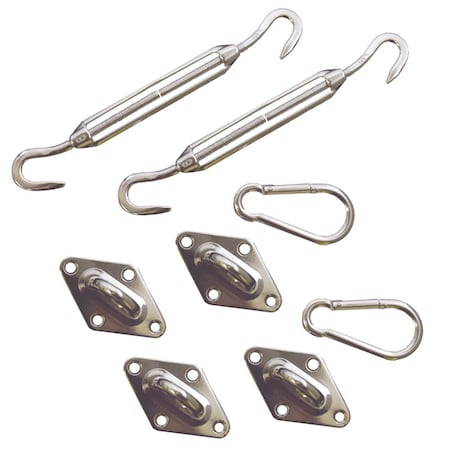 King Canopy Sun Shade Sail Quadrilateral Hardware Kit for Installation, Turnbuckle is 8in closed 11in open, SS ZT2001400