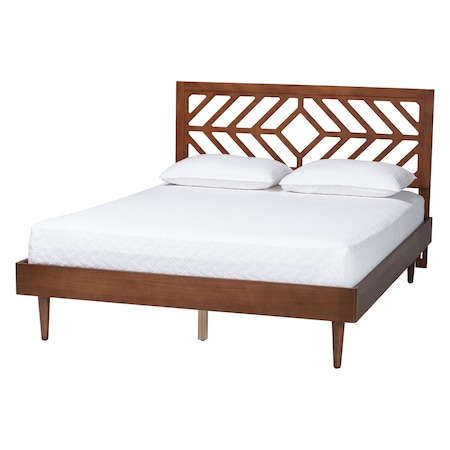 Baxton Studio Zola Platform Bed with Cutout Headboard, Queen 268-9814-14463-ZORO