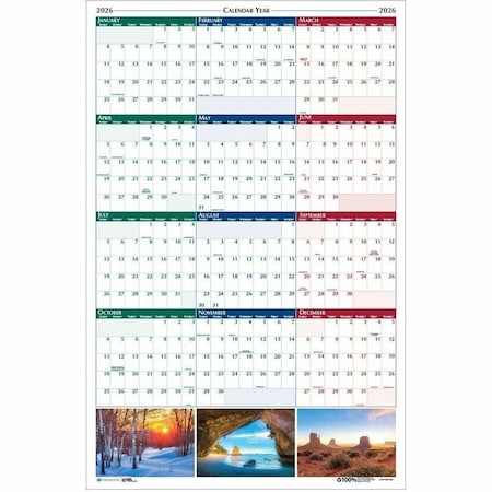 House Of Doolittle Reversible/Erasable Yearly Wall Calendar, 32" x 48" HOD3931