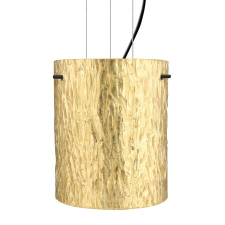 Besa Lighting Besa Tamburo 8 Cable Pendant, Stone Gold Foil, Black Finish, 1x 11W LED 1KG-4006GS-LED-BK