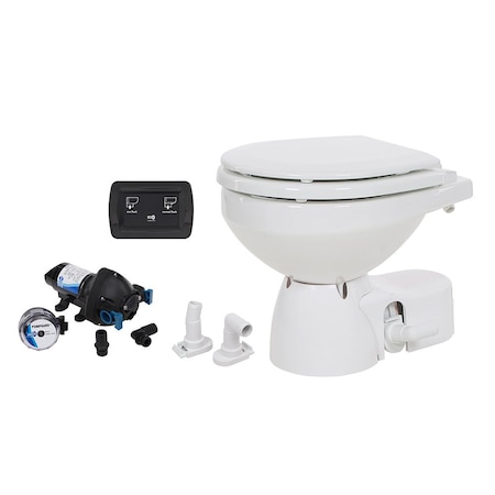 Jabsco Quiet Flush E2 Raw Water Toilet Compact Bowl - 24V - Soft Close Lid 38245-3094RSP