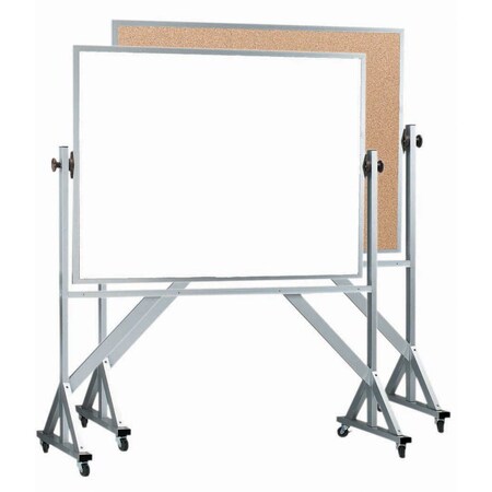 Aarco Reversible Freesting/Mobile Combination Board, Clear Satin Anodized Al Frame, 48''HX72''W WACB4872