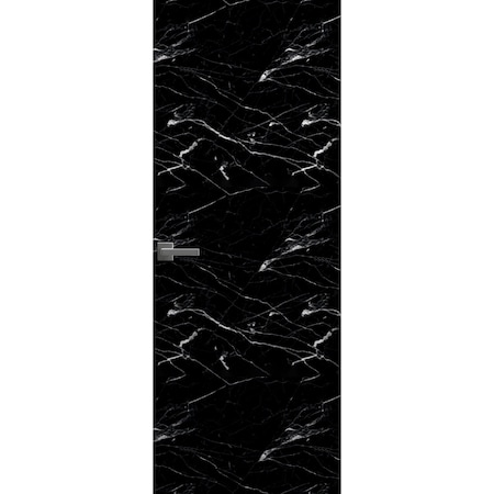 Sartodoors Invisible Solid Hidden Door with Handle, Planum 0010 Nero Marquina with Silver Hidden Frame 30" x 9 PLANUM0010HF-NS804-30 x 96-LH-O