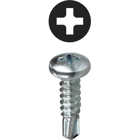 Dottie Self-Drilling Screw, #10-16 x 1 in, Zinc Plated Steel Pan Head Phillips Drive, 100 PK TEKPH101