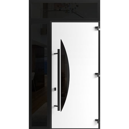 Vdomdoors Front Exterior Prehung Steel Door Ronex1077 Teak 96 Sidelight and Transom Window Sidelite Entry RONEX1077EXD-OAK-W36+14xH96+16-LH-I