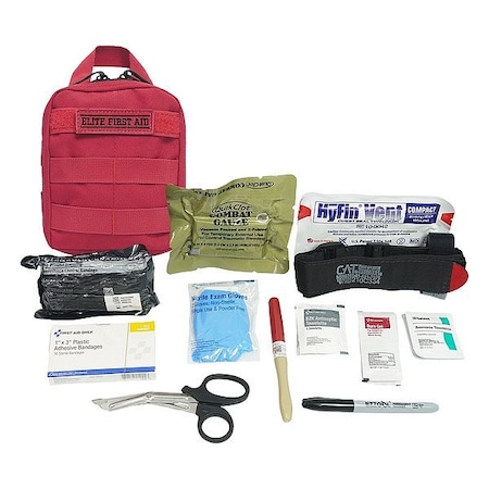 Elite First Aid Trauma Kit, Nylon Bag, 33 Components, 1 People Served FA182R-PRO-GR