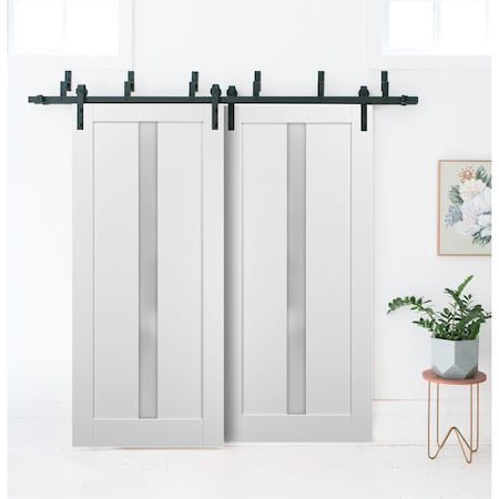 Sartodoors Barn Bypass Interior Door, 36" x 80", White QUADRO4112BBB-WS-36