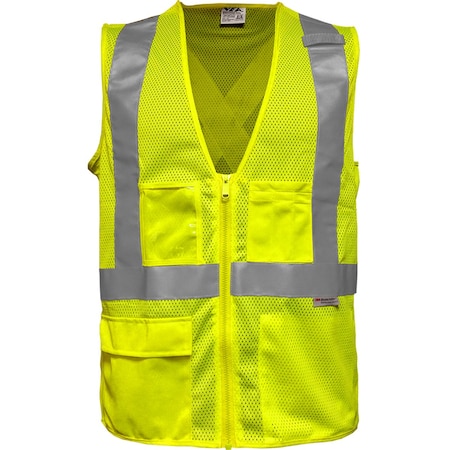 Reflective Apparel ANSI Type R Class 2 Seven Pocket Mesh Breakaway Vest with X-Back 508SX-LM-4X