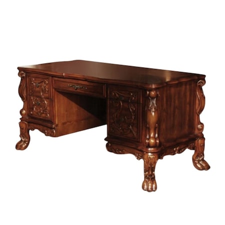 Homeroots 72" Brick Red Solid Manufactured Wood and Solid Wood Executive Desk With Five Drawers 347009