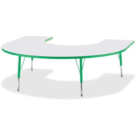 Jonti-Craft Berries Horseshoe Activity Table, 66 in. x 60 in., E-height, Freckled Gray/Green/Gray 6445JCE119