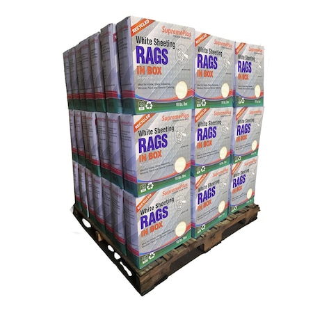 Supremeplus Recycled White Sheeting Cleaning Rags, 960 lbs. Pallet, 96 x 10 lbs. Compressed Box, 96PK SP-8650