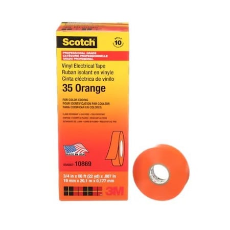 3M Scotch Vinyl Color Coding Ele, 10PK 35-3/4X66FT-ORANGE