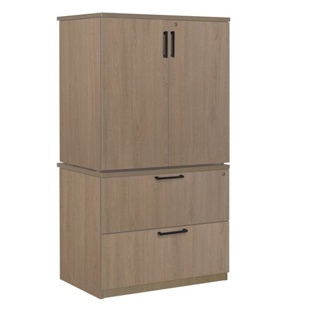Regency Legacy Lateral File with Stackable Storage Cabinet- Noble Oak LPLFSC3665NO