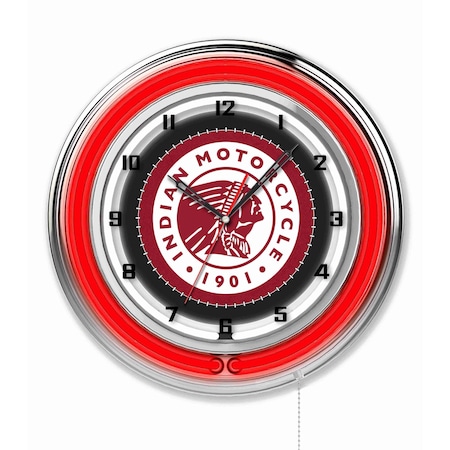 Holland Bar Stool Co Indian Motorcycle Double Neon 19" Clock Clk19Indn-HD