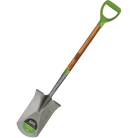 Ames Garden Spade, 814 in W Blade, Steel Blade, Hardwood Handle, DShaped Handle, 24 in L Handle 2593800