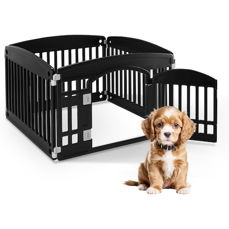 Simple Deluxe HealSmart 4 Panel Dog Playpen, 24in Exercise Puppy Playpen with Door, Safe, Secure, Folding and Por 3A88PTPPEN3523Q4PEBLK