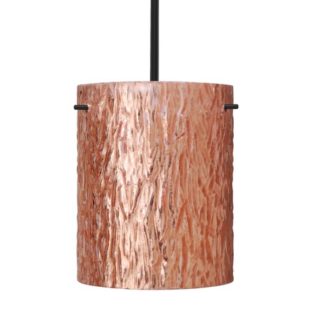 Besa Lighting Besa Tamburo 8 Stem Pendant, Stone Copper Foil, Black Finish, 1x 11W LED 1TT-4006CS-LED-BK