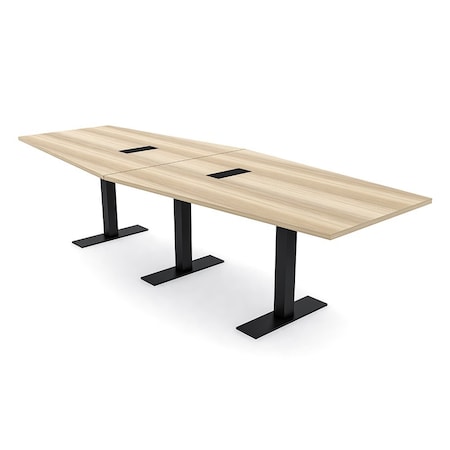 Skutchi Designs 10ft Hexagon Conference Table With Power | Harmony Series | 10 Person Meeting Room Table HAR-HEX.IR-48X120-T.BK-K525-EBLK